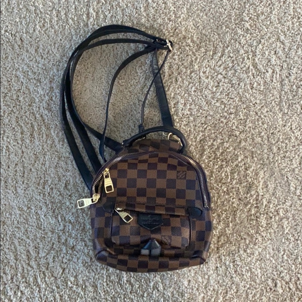 Luxury checker brown mini backpack